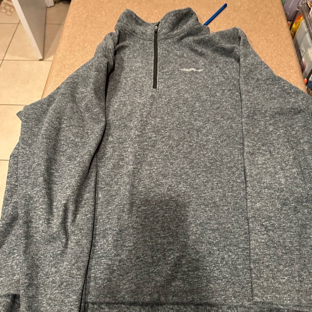 Men's Quarter-Zip Heathered Gray Pullover Sweater - Eddie Bauer